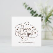 モダン エレガント ハッピー ニューイヤー スクリプト 招待状 (スタンド正面)