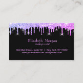 モダン エレガント ハーツ、ブラック、グリッター ドリップス ロイヤリティカード (裏面)