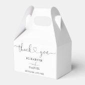 モダン エレガント ハートスクリプト ウェディング フェイバーボックス (裏面サイド)