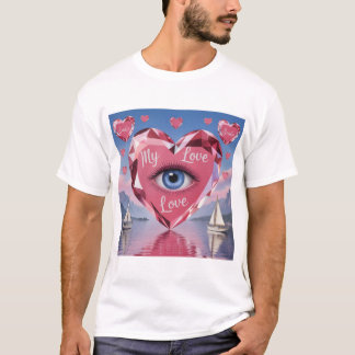 モダン エレガント バレンタインデー ロマンティック ラブ デザイン Tシャツ