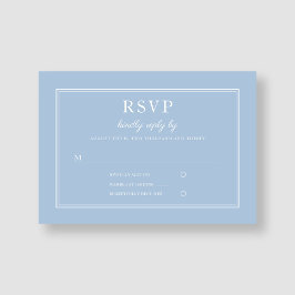 モダン エレガント パウダーブルー スクリプト ウェディング 出欠カード