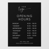 モダン エレガント ビジネス ロゴ ブラック オープニング アワーズ ウィンドウサイン (シート)