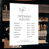モダン エレガント ビジネス ロゴ 白 開店時間 ウィンドウサイン