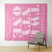 モダン エレガント ピンク ボールド タイポグラフィー 21歳の誕生日 タペストリー (インサイチュ(横))