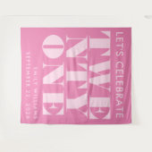 モダン エレガント ピンク ボールド タイポグラフィー 21歳の誕生日 タペストリー (正面(横))