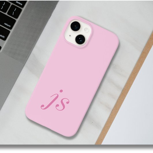 モダン エレガント ピンク モノグラムイニシャル Case-Mate iPhoneケース