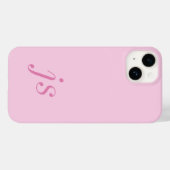 モダン エレガント ピンク モノグラムイニシャル Case-Mate iPhoneケース (裏面 (横))