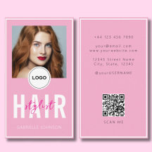 モダン エレガント ピンク ロゴ QRコード ヘアスタイリスト