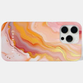 モダン エレガント ピーチ ゴールド マーブル 名前入り Case-Mate iPhoneケース (裏面 (横))