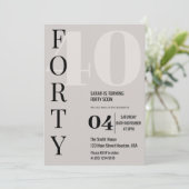 モダン エレガント フォーティ 40歳の誕生日パーティー 招待状 (スタンド正面)