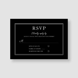 モダン エレガント フォーマル ブラック ウェディング RSVP カード