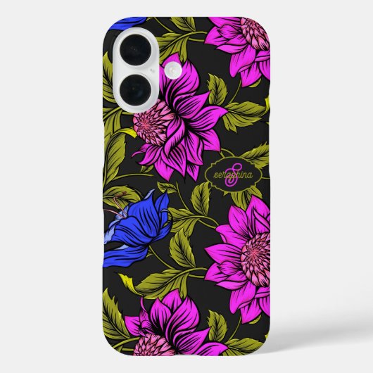 モダン エレガント フラワー パターン モノグラム Case-Mate iPhoneケース (裏面)