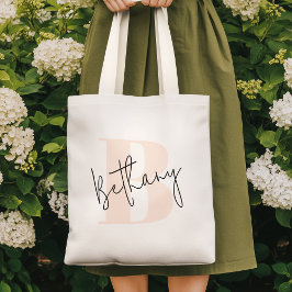 モダン エレガント ブッシュピンク モノグラム トートバッグ