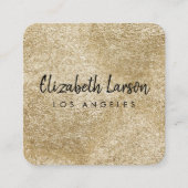 モダン エレガント ブラシ仕上げ ゴールド メタル ユニーク スクエア スクエア名刺 (正面)