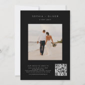 モダン エレガント ブラック ウェディング オールインワン 招待状 (裏面)