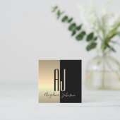 モダン エレガント ブラック ゴールド スクエア名刺 (スタンド正面)