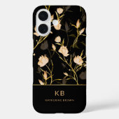 モダン エレガント ブラック ゴールド 花柄 Case-Mate iPhoneケース (裏面)