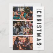 モダン エレガント ブラック ファイブ フォト コラージュ クリスマス (正面)