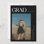 モダン エレガント ブラック 2 フォト 卒業パーティー 招待状 (正面)