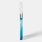 モダン エレガント ブルー ゴールド マーブル 名前入り Case-Mate iPhoneケース (裏面 / 左)