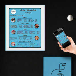 モダン エレガント ブルー サロン ロゴ & フォト 料金表 ポスター