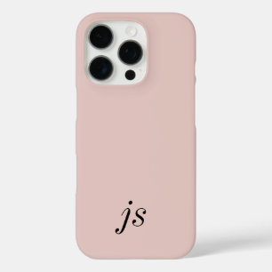 モダン エレガント ブロッシュピンク ブラック モノグラムイニシャル iPhone 16 PROケース