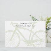 モダン エレガント ミニマリスト 自転車 緑 個人用 便箋 (スタンド正面)
