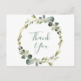 モダン エレガント ユーカリ リース フレーム サンクス ポストカード