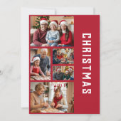 モダン エレガント レッド ファイブ フォト コラージュ クリスマス (正面)