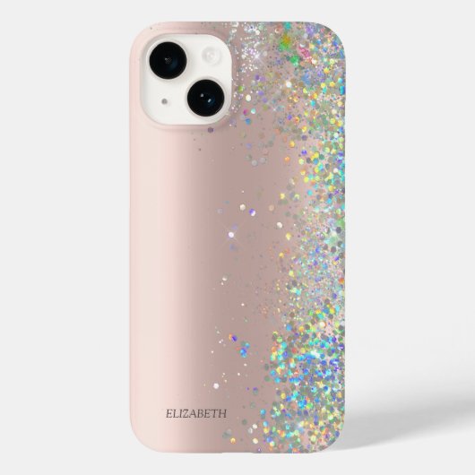 モダン エレガント ローズゴールド ギラギラ スパンコール Case-Mate iPhoneケース (裏面)