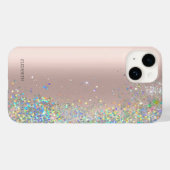 モダン エレガント ローズゴールド ギラギラ スパンコール Case-Mate iPhoneケース (裏面 (横))