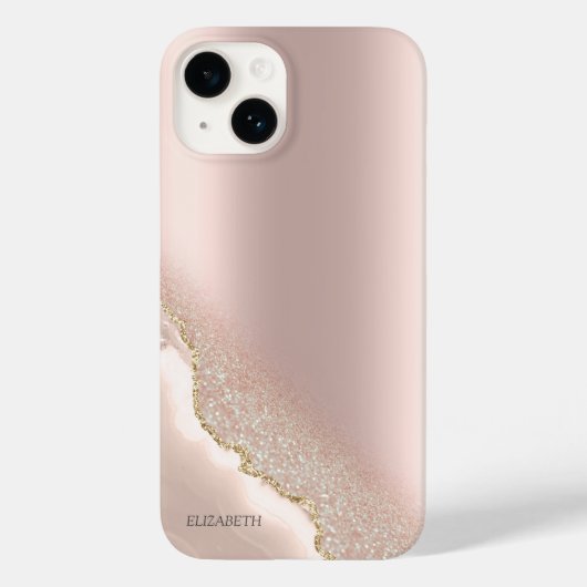 モダン エレガント ローズゴールド ラメ 大理石柄 Case-Mate iPhoneケース (裏面)