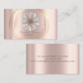 モダン エレガント ローズゴールド 円 蓮 名刺 (正面/裏面)