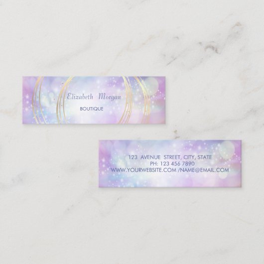 モダン、エレガント《写真》ぼけ味、金ゴールド円 スキニー名刺 (正面/裏面)