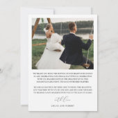 モダン エレガント 写真 結婚式 サンクスカード 招待状 (裏面)