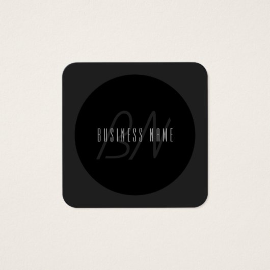 モダン エレガント 名前 & モノグラム | ダークグレー & ブラック (正面)