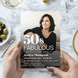 モダン エレガント 大胆な50歳の誕生日写真 アクリル招待状