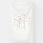 モダン,エレガント，手書きフォント，白結婚い 横断幕 (縦)