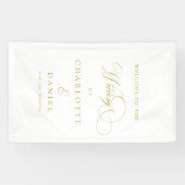 モダン,エレガント，手書きフォント，白結婚い 横断幕 (横)