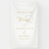 モダン,エレガント，手書きフォント，白結婚い 横断幕 (縦)