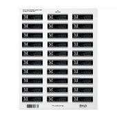 モダン&エレガント、白黒モノグラムの ラベル (フルシート)