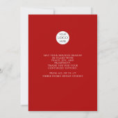 モダン エレガント 赤 白 雪の結晶 ビジネス シーズンカード (裏面)