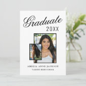 モダン エレガント 2025 卒業写真 モノクロ 招待状 (スタンド正面)