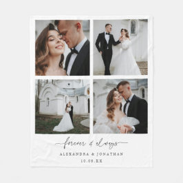 モダン エレガント 4 カップル フォトコラージュ 結婚記念日 フリースブランケット