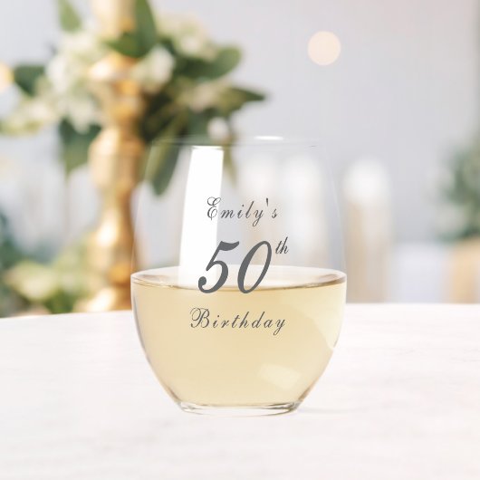 モダン エレガント 50歳の誕生日 ステムなしワイングラス (インサイチュ (ウェディング))