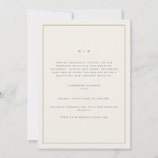 モダン&エレガント Beige日付のカー結婚ドを保存 案内状 (裏面)