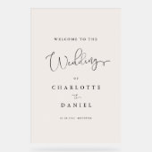 モダン, エレガント, Beige-White-Transparent, Script, アクリルサイン (正面)