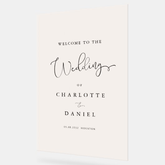 モダン, エレガント, Beige-White-Transparent, Script, アクリルサイン (傾斜)