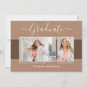 モダン |エレガント Earth Tone 2写真卒業 案内状 (正面)
