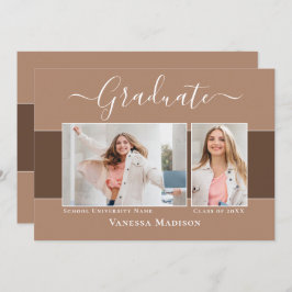 モダン |エレガント Earth Tone 2写真卒業 案内状